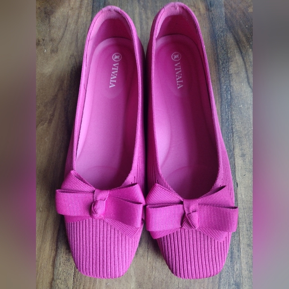 Vivaia Bright Pink Margot Square Toe Ballet Flats Size 39.5 (8.5) - Picture 5 of 9